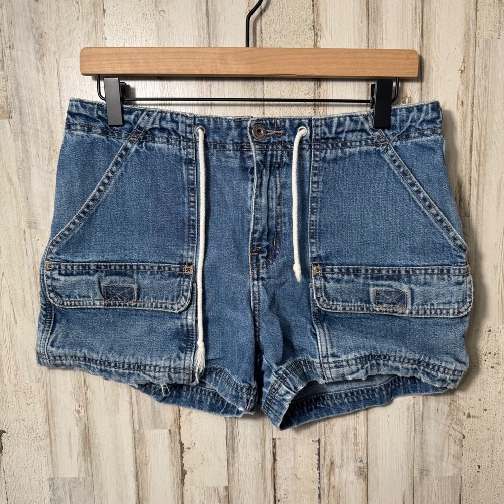 Vtg Y2K Hydraulic Cargo High Rise Denim Jean Shorts Womens‎ Size 7/8